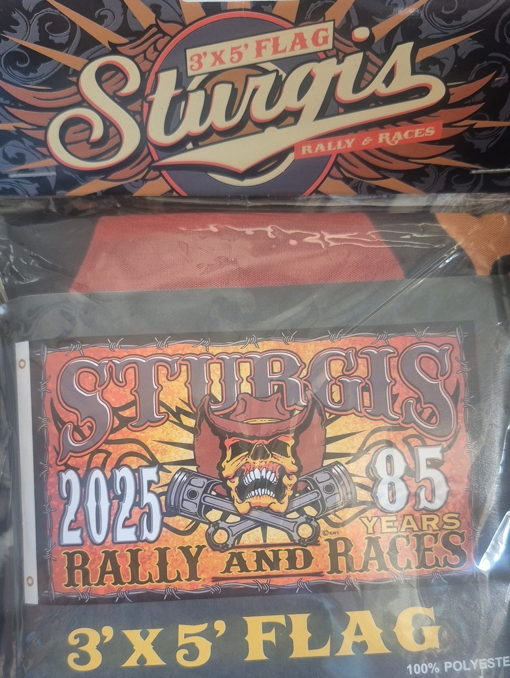 2025 Rally & Races 3'x5' Flag - Red and Black